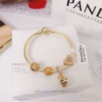 AAA Quality Pandora Yellow Gold Charm Bracelet